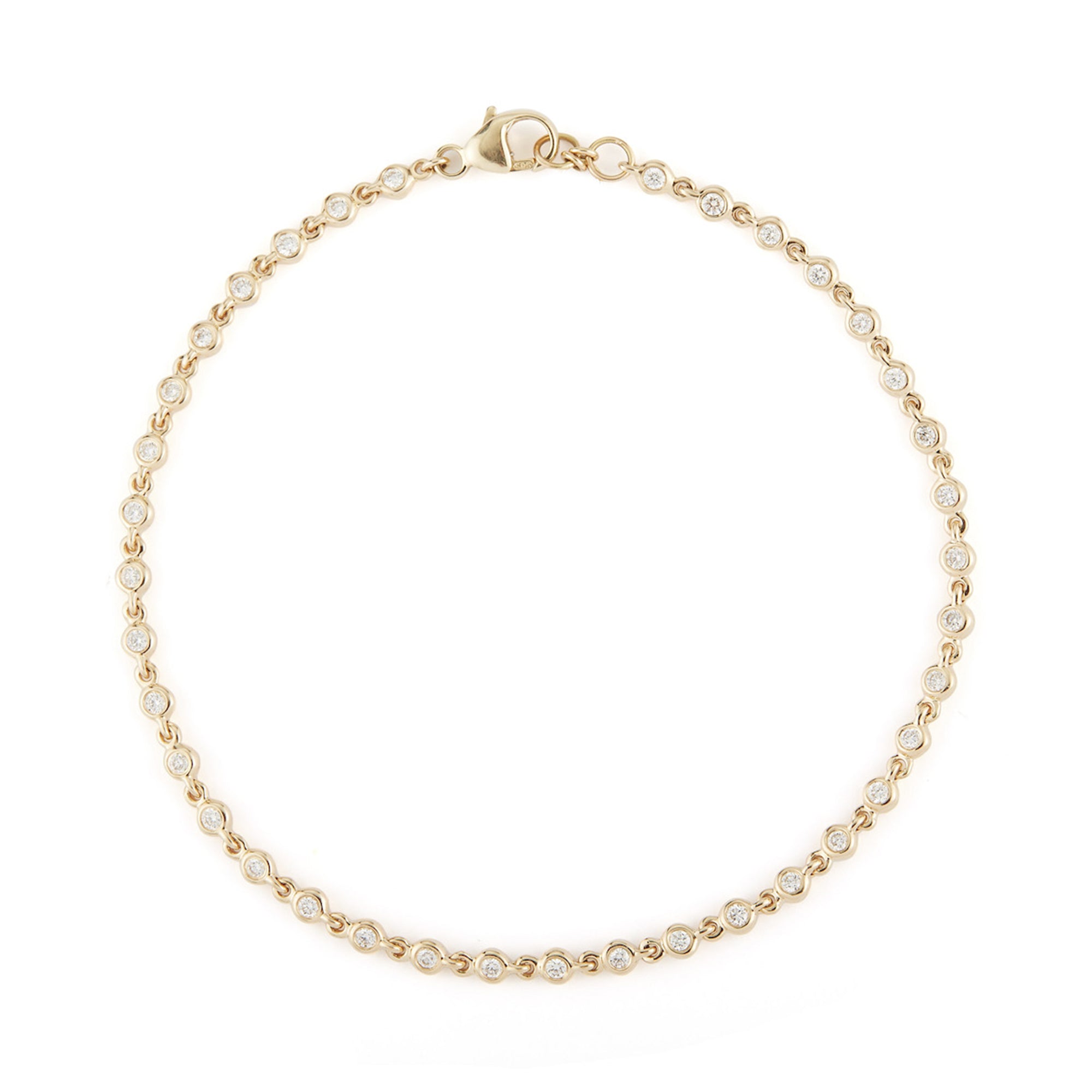 14K Gold Trio Diamond Bracelet with Thin Chain 14K Gold / 6.5 Inches