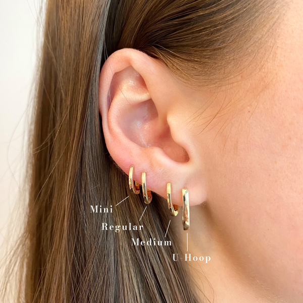 Yellow Gold-3^Huggie Earrings: DRD Medium Solid Gold Huggies in Yellow Gold