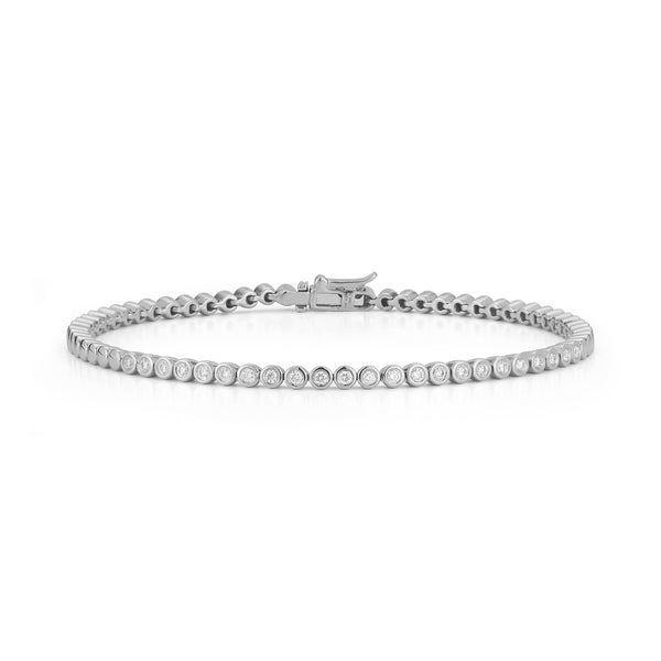 White Gold-1^Diamond Tennis Bracelets: Lulu Jack Bezel Tennis Bracelet in White Gold