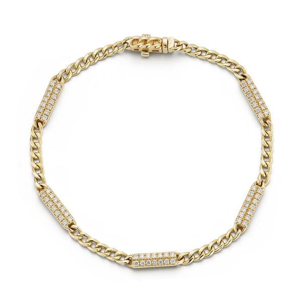 Yellow Gold^1-Gold Designer Bracelets: Sylvie Rose Cuban Chain Bar Bracelet in Yellow Gold