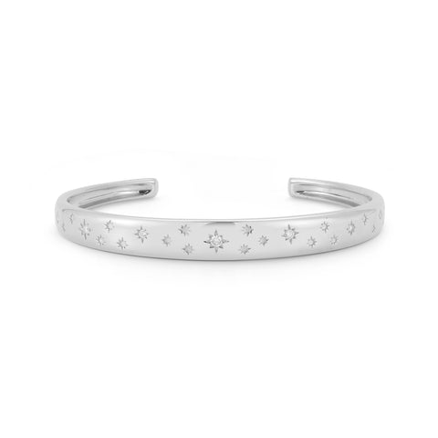 White Gold-1^Diamond Cuff Bracelets: Cynthia Rose Starburst Cuff Bracelet in White Gold