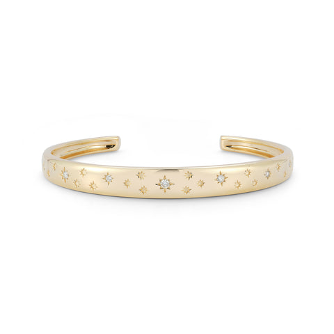 Yellow Gold-1^Diamond Cuff Bracelets: Cynthia Rose Starburst Cuff Bracelet in Yellow Gold