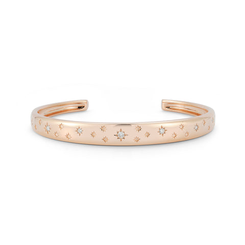 Rose Gold-1^Diamond Cuff Bracelets: Cynthia Rose Starburst Cuff Bracelet in Rose Gold