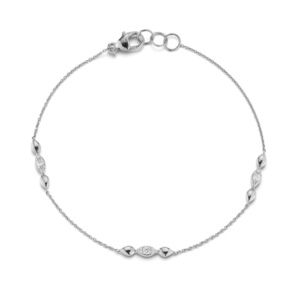 White Gold-1^Diamond Station Bracelets: Sophia Ryan Marquise Trio Station Bracelet in White Gold