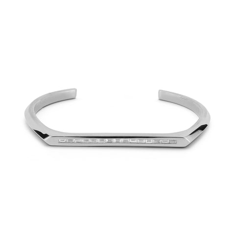 White Gold-1^Diamond Cuff Bracelets: Reese Brooklyn Knife Edge Baguette Cuff in White Gold