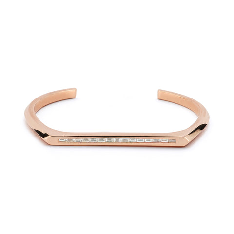 Rose Gold-1^Diamond Cuff Bracelets: Reese Brooklyn Knife Edge Baguette Cuff in Rose Gold