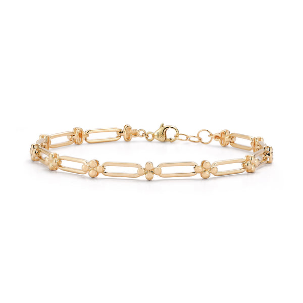 Yellow Gold^1-Gold Designer Bracelets: Poppy Rae Pebbled Link Bracelet in Yellow Gold