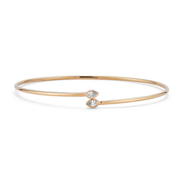 Rose Gold-1^Diamond Cuff Bracelets: Taylor Elaine Bezel Teardrop Bypass Cuff in Rose Gold