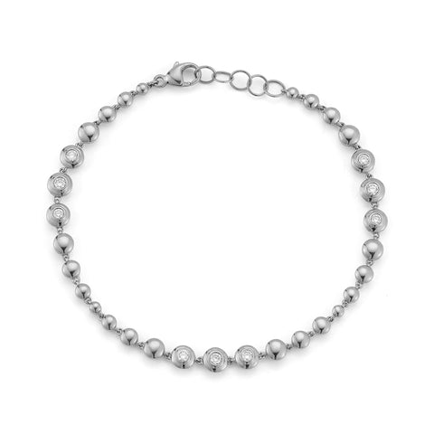 White Gold-1^Diamond Station Bracelets: Poppy Rae Graduating Tennis Bracelet in White Gold