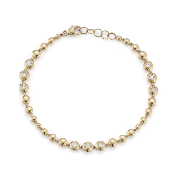 Yellow Gold-1^Diamond Station Bracelets: Poppy Rae Graduating Tennis Bracelet in Yellow Gold