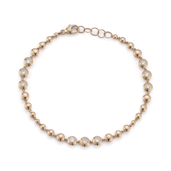 Rose Gold-1^Diamond Station Bracelets: Poppy Rae Graduating Tennis Bracelet in Rose Gold