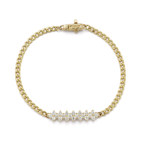 Yellow Gold^1-Gold Designer Bracelets: Vivian Lily Cuban Chain Bar Bracelet in Yellow Gold