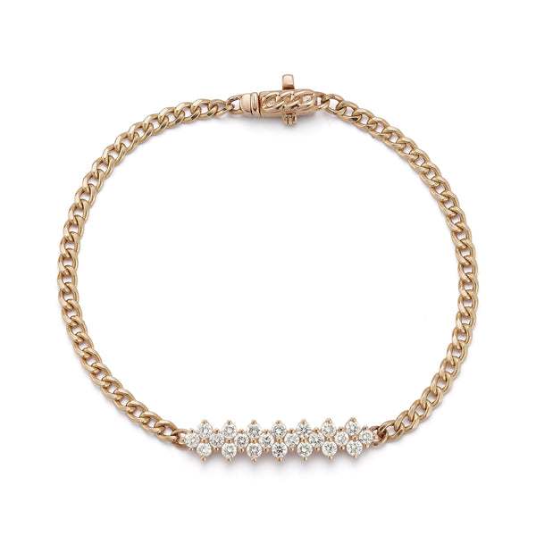 Rose Gold^1-Gold Designer Bracelets: Vivian Lily Cuban Chain Bar Bracelet in Rose Gold