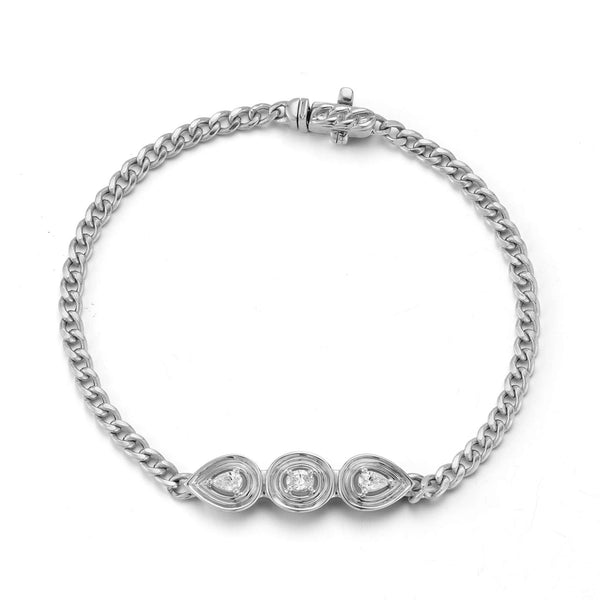 White Gold^1-Gold Designer Bracelets: Nana Bernice Cuban Chain Bracelet in White Gold