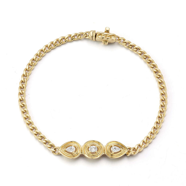 Yellow Gold^1-Gold Designer Bracelets: Nana Bernice Cuban Chain Bracelet in Yellow Gold