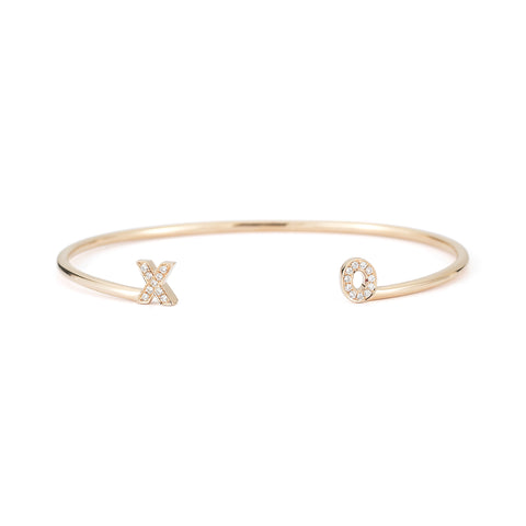 Rose Gold-1^Designer Cuff Bracelets: Custom Gold & Diamond DRD Initial Cuff Bracelet in Rose Gold