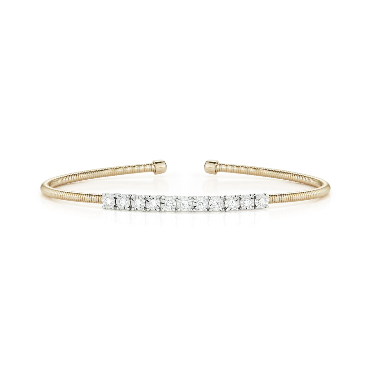 Yellow Gold-1^Diamond Cuff Bracelets: Ava Bea Flexi Cuff in Yellow Gold