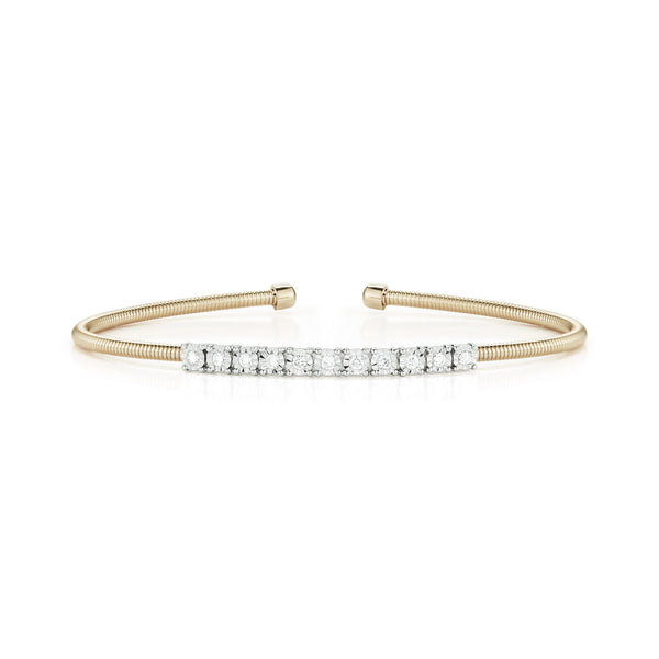 Yellow Gold-1^Diamond Cuff Bracelets: Ava Bea Flexi Cuff in Yellow Gold