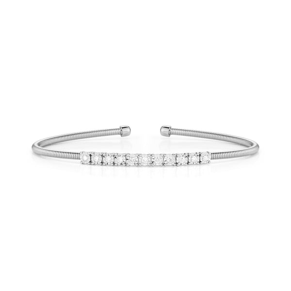 White Gold-1^Diamond Cuff Bracelets: Ava Bea Flexi Cuff in White Gold