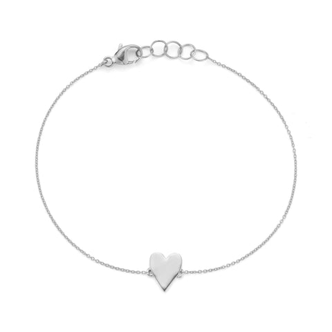 White Gold-1^Heart Bracelets: DRD Heart Bracelet in White Gold