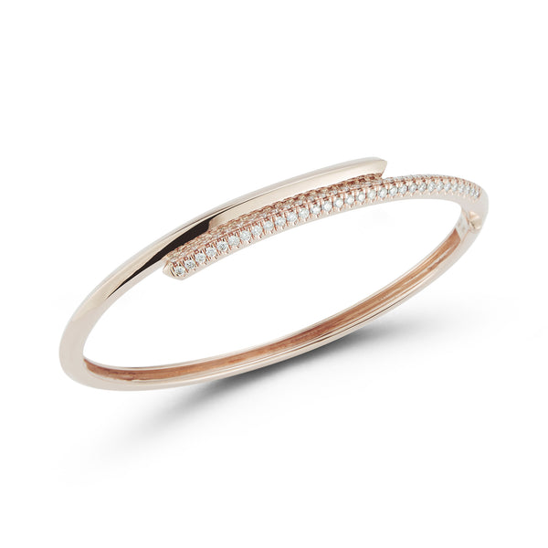 Rose Gold-1^Diamond Cuff Bracelets: Reese Brooklyn Knife-Edge Bypass Cuff in Rose Gold