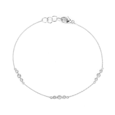 White Gold-1^Diamond Station Bracelets: Ava Bea Trio Station Bracelet in White Gold