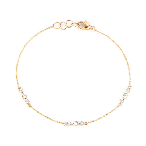 Yellow Gold-1^Diamond Station Bracelets: Ava Bea Trio Station Bracelet in Yellow Gold