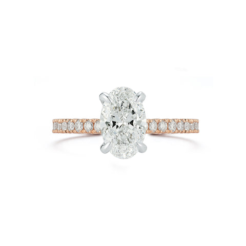 Rose Gold-1^Diamond Engagement Ring: The Oval Pavé Solitaire Rose Gold