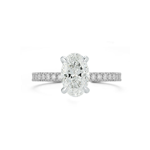 White Gold-1^Diamond Engagement Ring: The Oval Pavé Solitaire White Gold