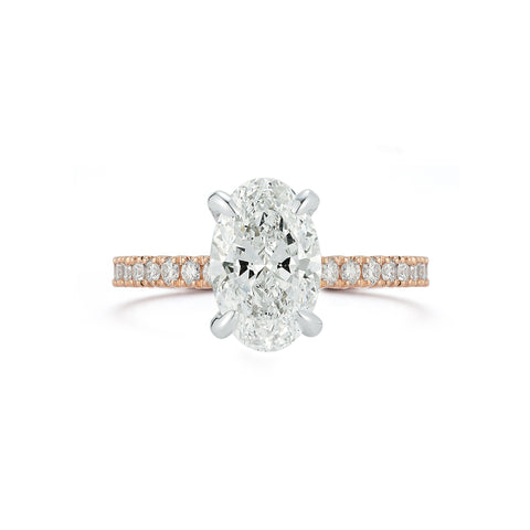 Rose Gold-1^Diamond Engagement Ring: The Oval Pavé Solitaire Rose Gold