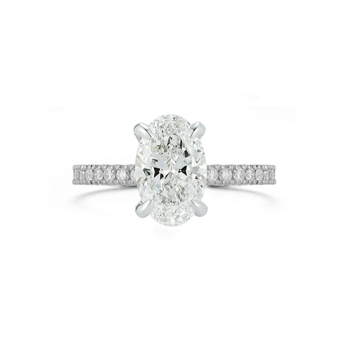 White Gold-1^Diamond Engagement Ring: The Oval Pavé Solitaire White Gold