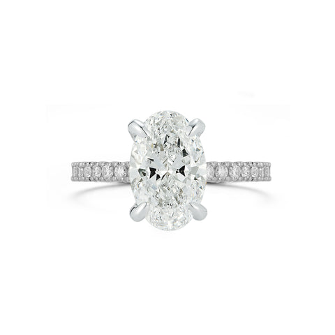 White Gold-1^Diamond Engagement Ring: The Oval Pavé Solitaire White Gold