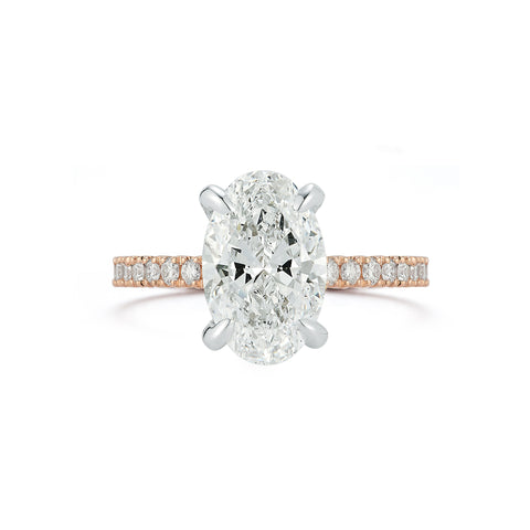 Rose Gold-1^Diamond Engagement Ring: The Oval Pavé Solitaire Rose Gold