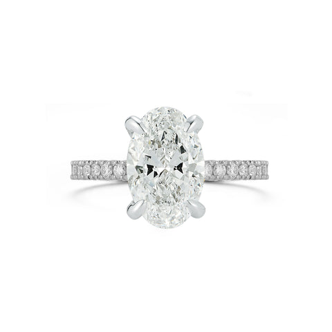 White Gold-1^Diamond Engagement Ring: The Oval Pavé Solitaire White Gold