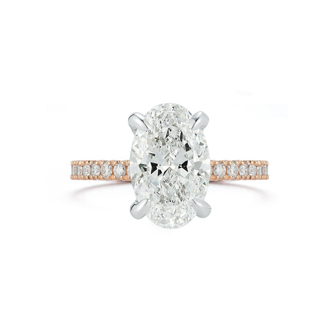 Rose Gold-1^Diamond Engagement Ring: The Oval Pavé Solitaire Rose Gold