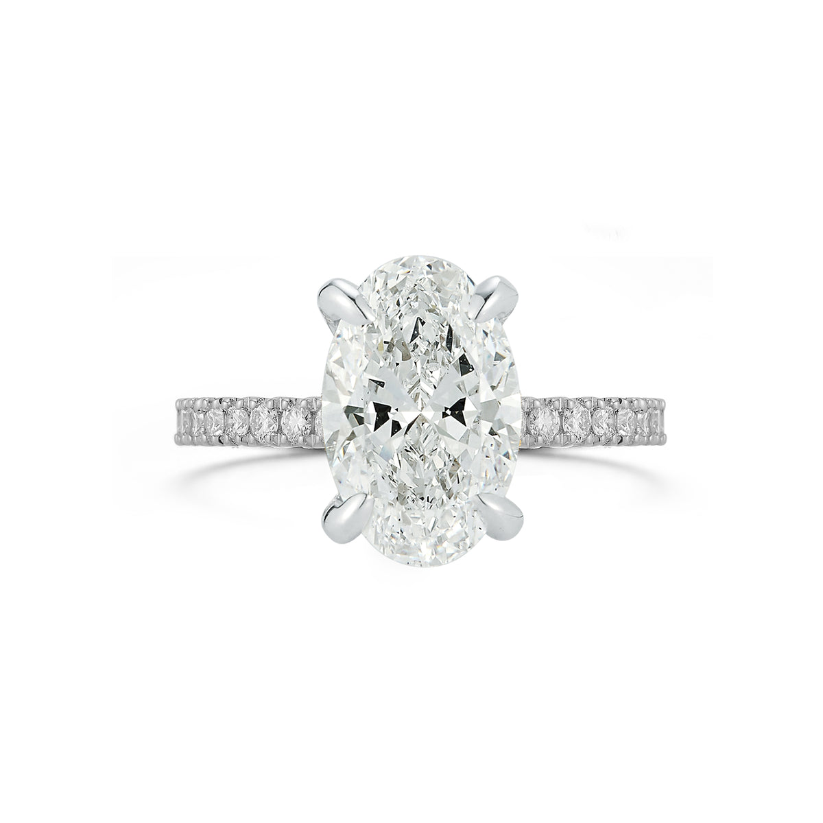 White Gold-1^Diamond Engagement Ring: The Oval Pavé Solitaire White Gold