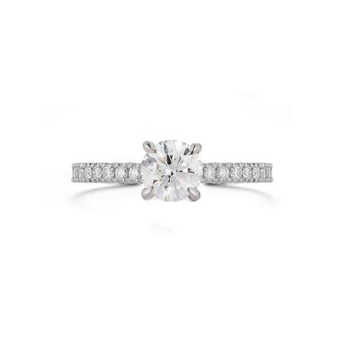 White Gold-1^Diamond Engagement Ring: The Round Pavé Solitaire White Gold