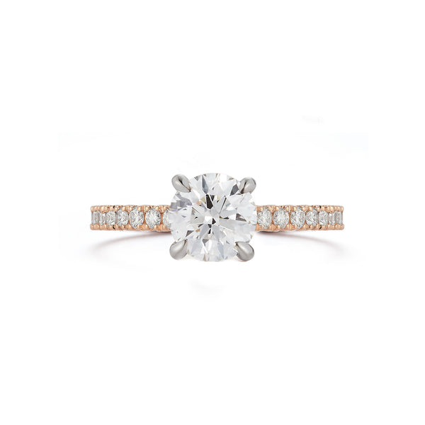 Rose Gold-1^Diamond Engagement Ring: The Round Pavé Solitaire Rose Gold