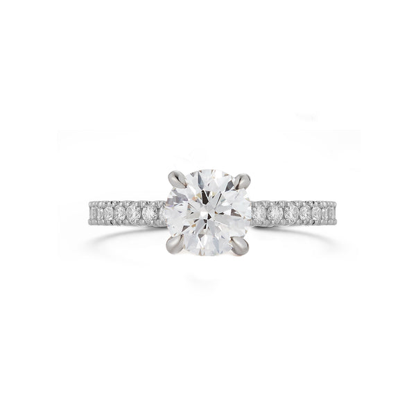 White Gold-1^Diamond Engagement Ring: The Round Pavé Solitaire White Gold