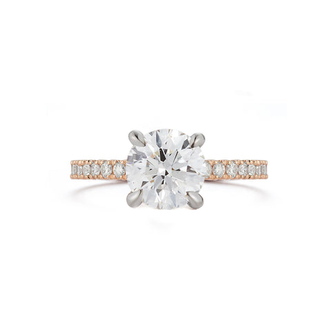 Rose Gold-1^Diamond Engagement Ring: The Round Pavé Solitaire Rose Gold