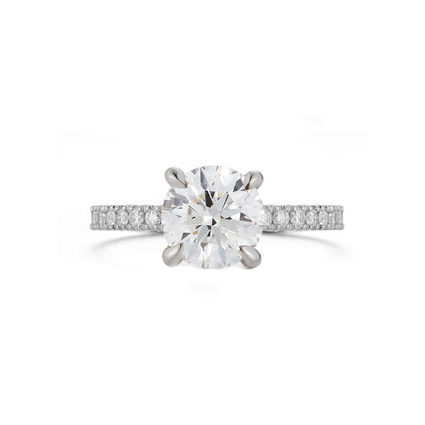 White Gold-1^Diamond Engagement Ring: The Round Pavé Solitaire White Gold