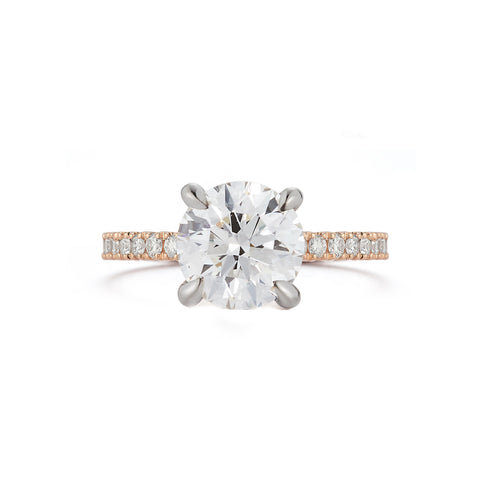 Rose Gold-1^Diamond Engagement Ring: The Round Pavé Solitaire Rose Gold