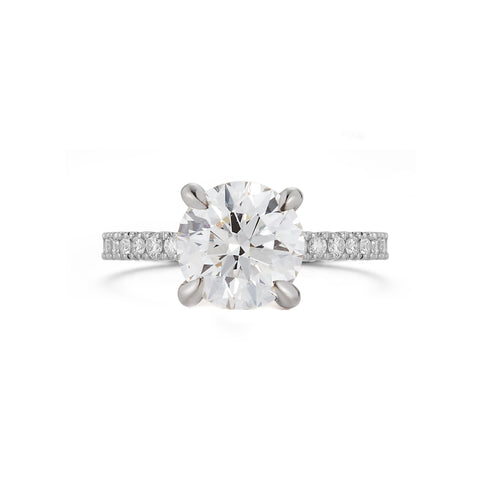 White Gold-1^Diamond Engagement Ring: The Round Pavé Solitaire White Gold