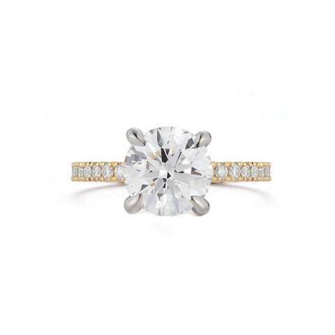 Yellow Gold-1^Diamond Engagement Ring: The Round Pavé Solitaire Yellow Gold