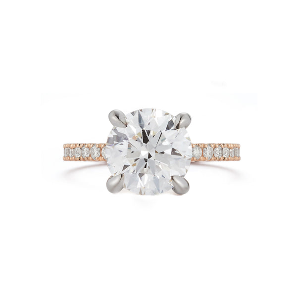 Rose Gold-1^Diamond Engagement Ring: The Round Pavé Solitaire Rose Gold