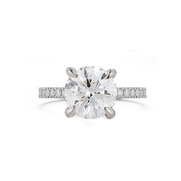 White Gold-1^Diamond Engagement Ring: The Round Pavé Solitaire White Gold