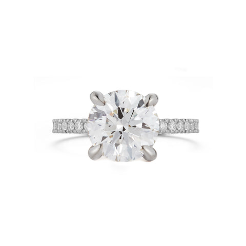 White Gold-1^Diamond Engagement Ring: The Round Pavé Solitaire White Gold