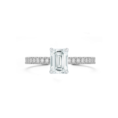 White Gold-1^Diamond Engagement Ring: The Emerald Pavé Solitaire White Gold