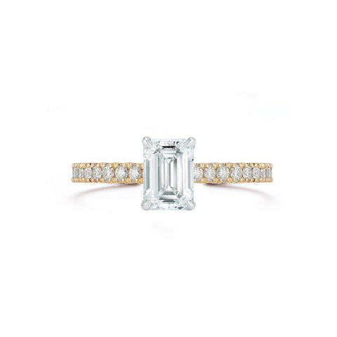 Yellow Gold-1^Diamond Engagement Ring: The Emerald Pavé Solitaire Yellow Gold