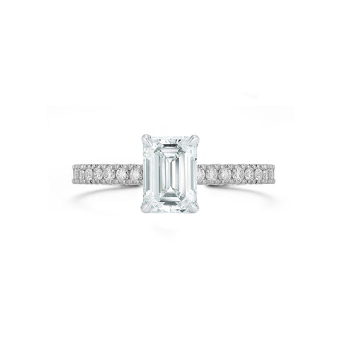 White Gold-1^Diamond Engagement Ring: The Emerald Pavé Solitaire White Gold